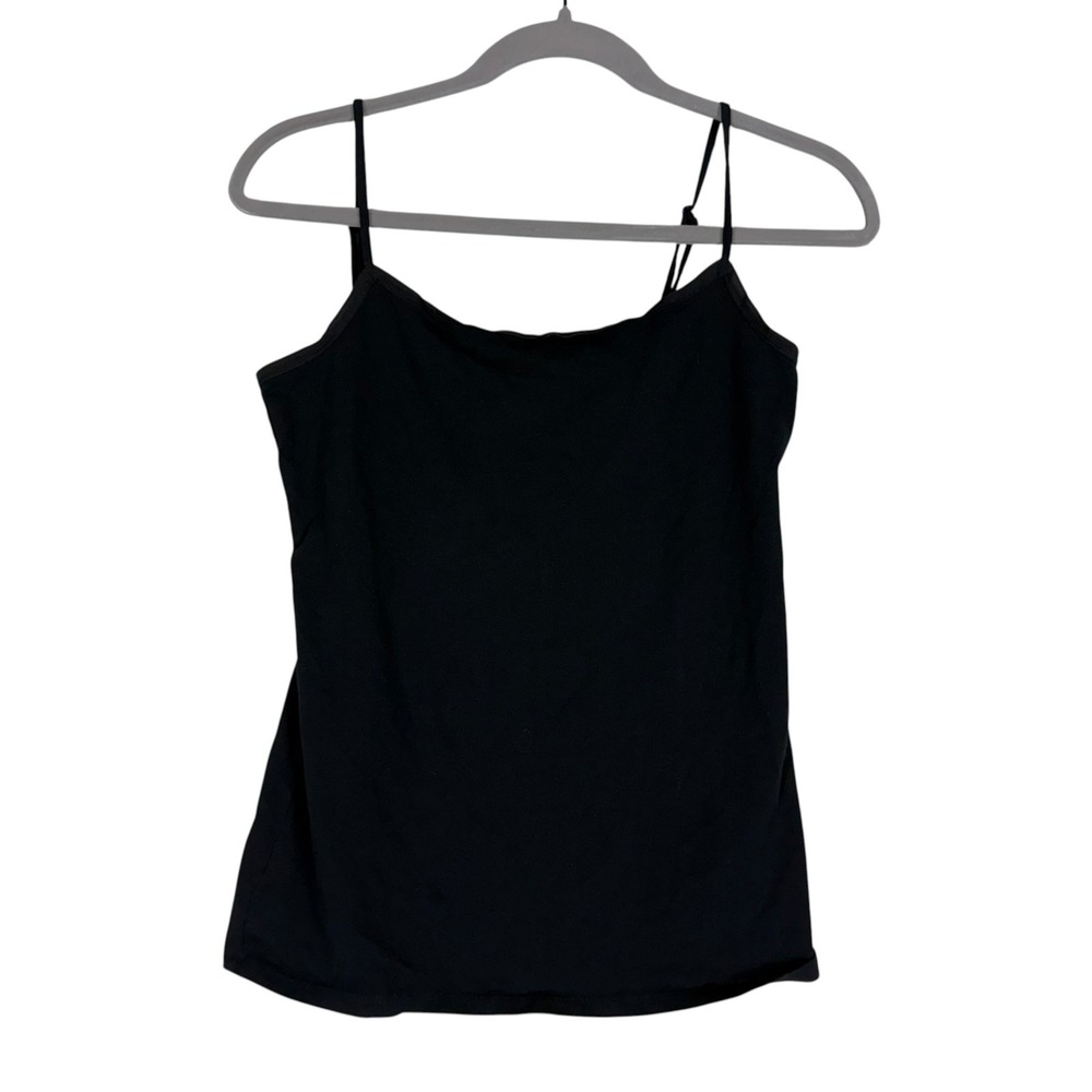 Ann Taylor Factory Tank Top Womens M Black Cotton Spandex Cami Summer Casual